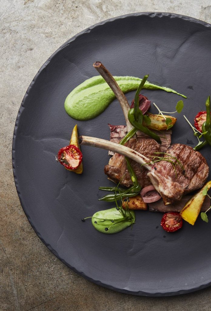 Plated Spring Grove lamb dish.